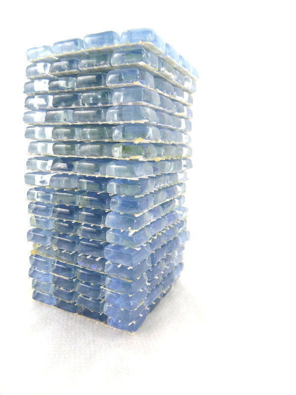BORDÜRE Glasmosaik Himmelblau Klarglas Borde 18 Stück 50 x 50 mm 288 Steine 5 mm