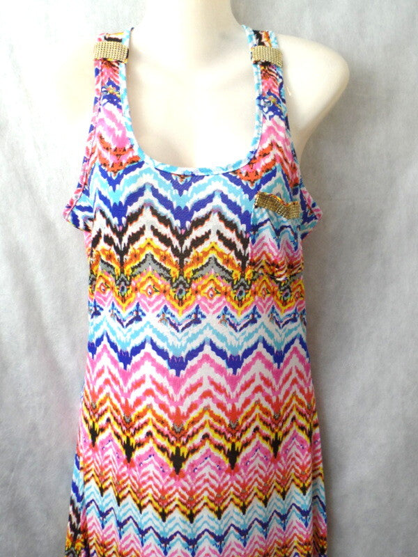 Kleid Sommerkleid bunt S / M  Ärmelos Maxikleid bekka Paris lang Damen