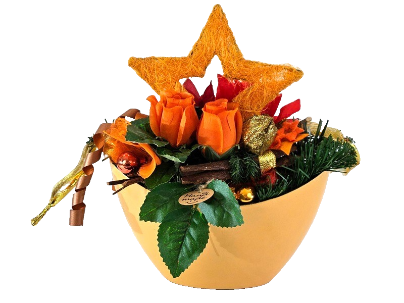 Casa-Poador Weihnachtsgesteck ellipse Orange Sisalstern künstlich Dekoration