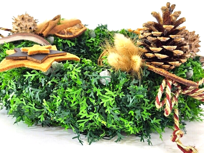 Türkranz Wandkranz künstlich Braun Natur Thuja 21 cm Sterne Zapfen Zimt Lagurus