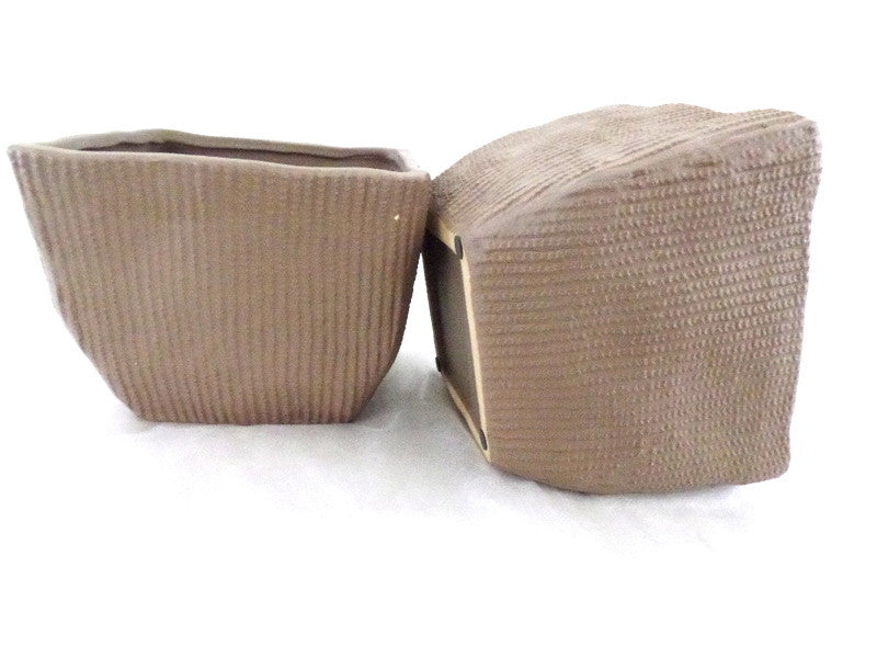 Töpfe 2 Übertöpfe 13 cm Hoch hellbraun quadratisch Pflanzen Dekoration