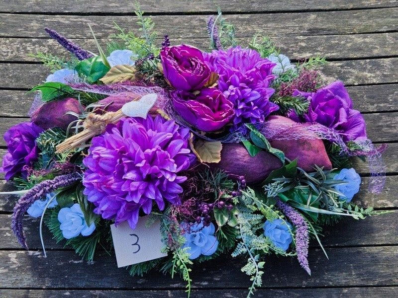 Casa-Poador Grabschmuck Gesteck Exoten Lila künstlich Totensonntag Friedhof Blum