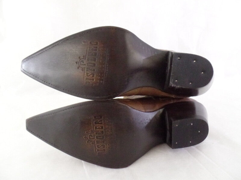 Westernstiefel 39 Braun Short Tan Natural Applikationen Leder spitz Pistolero