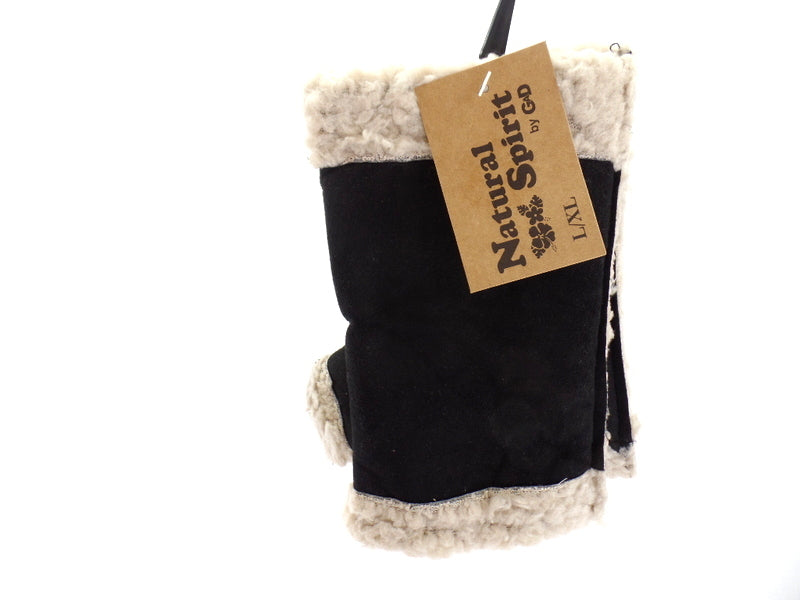 Handschuhe Fingerlos Schwarz L / XL Kunstleder Kunstfell Natural Spirit