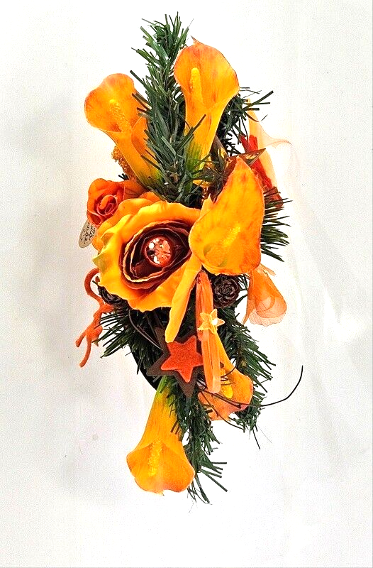Casa-Poador Weihnachtsgesteck ellipse Orange Calla Rose künstlich Dekoration