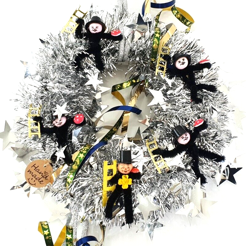 Türkranz Wandkranz Silber Glitzerband künstlich 25 cm Silvester Neujahr Glück
