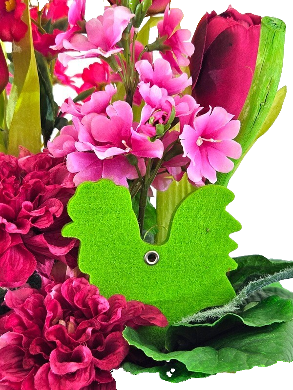 Casa-Poador Ostergesteck Kunstblumen Rosa Korb Tulpe Dahlien Dekoration Geschenk