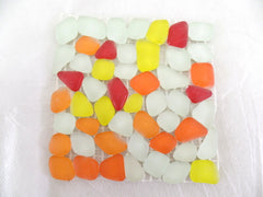 BORDÜRE Glasmosaik Napoli/M Polygonal Soft Glas milchig Gelb Orange Rot matt