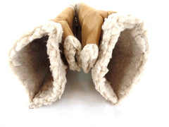 Handschuhe Fingerlos hell Braun L / XL Kunstleder Kunstfell Natural Spirit