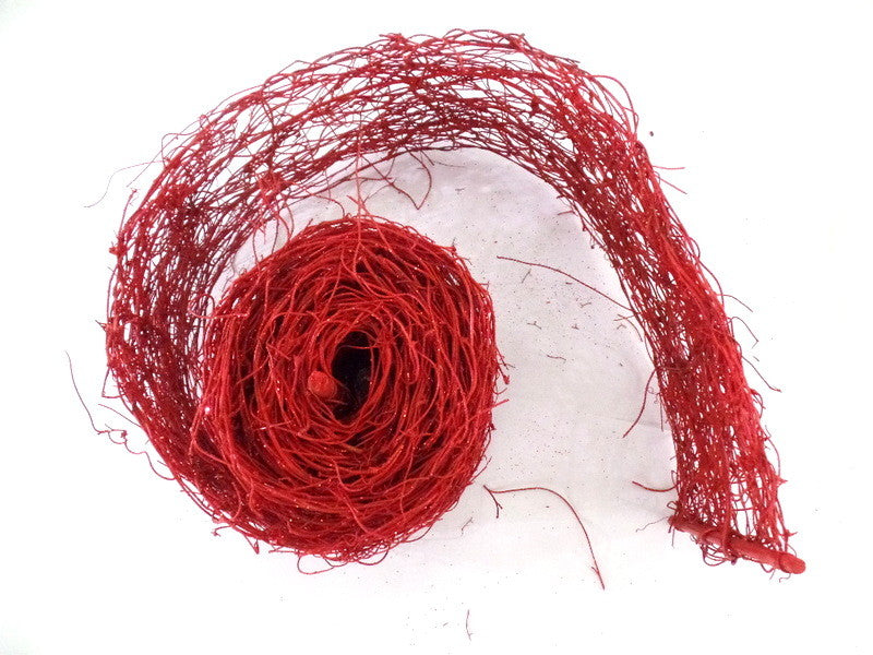 Trockengirlande Reisig Matte Rot gefärbt 3 m Lang Glitzer Drahtverstärkung