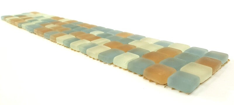 BORDÜRE Glasmosaik Mix hellblau milchig Beige matt Borde 1 Streifen unregelmäßig