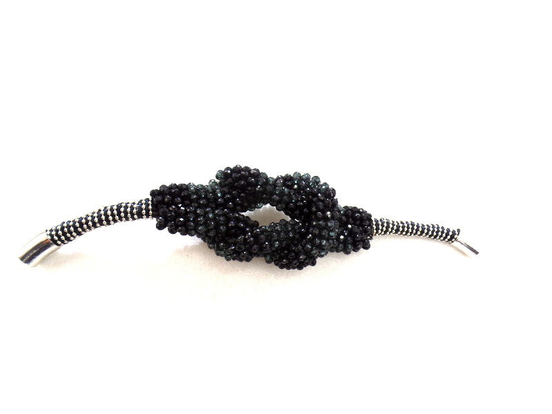 Armband Modeschmuck Magnetverschluß Schwarze Perlen Knoten Fashion Jewelry