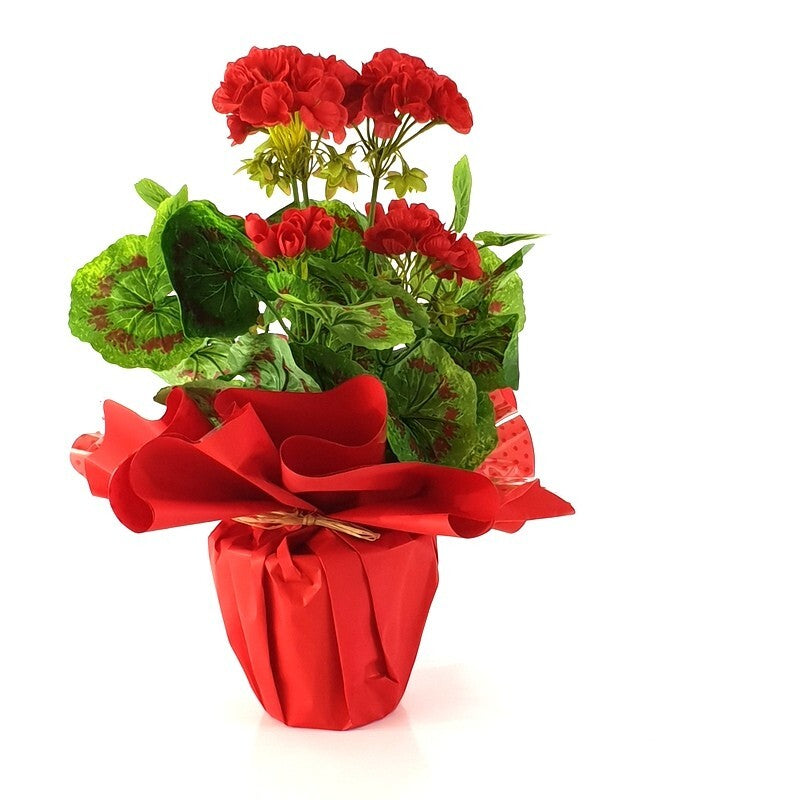 Künstliche Geranie rot Pelagonium im Topf Top Kunstblumen Blume Geschenk