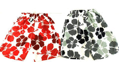 Badehosen Kinder 3 für 2 Badeshorts 146-158 Hibiskus Shorts rot schwarz Kinder