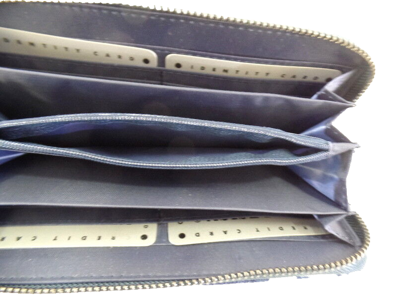 Geldbörse Sternmuster dunkelblau Etui Jeansstoff Querformat Wallet Portmonaie