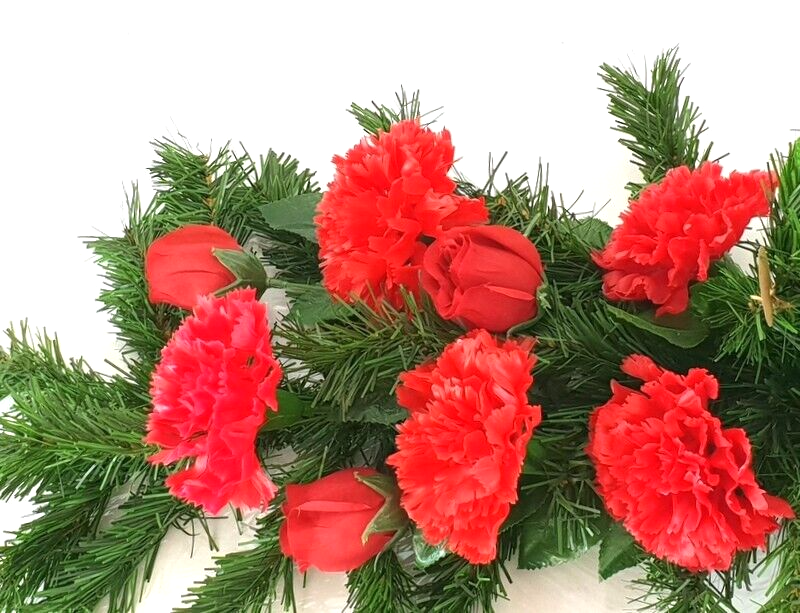 Casa-Poador Grabstrauß Seide Strauß Rote Nelken Rosen zum legen künstlichBlumen
