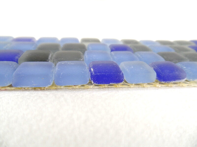 BORDÜRE Glasmosaik Blau Grau Mix hell dunkel matt Borde 1 Streifen unregelmäßig