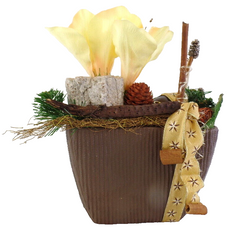 Casa-Poador Weihnachtsgesteck Amaryllis Creme Braun Natur künstliche Tanne Deko