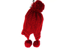 Mütze Strick Rot Winter 3 Bommel Git Strickmütze