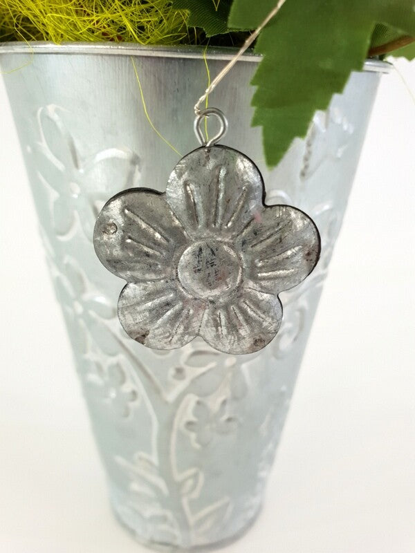 Gesteck Kunstblume Rosa Blüten Metallgefäß 25 cm Hoch Dekoration