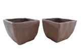 TÖPFE ÜBERTÖPFE  2 Übertöpfe 13 cm Hoch dunkelbraun quadratisch  Pflanzen Dekoration
