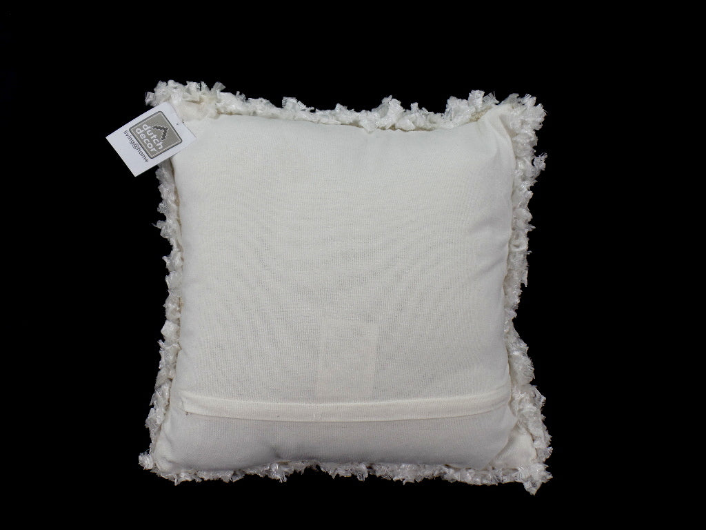 Kissen Weiß Langflor leicht glitzernd 40 cm x 40 cm Dutch Decor edel