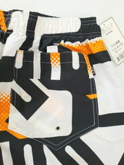 Badehose Badeshorts M Beach Wear E & F Shorts Schwarz Orange gemustert Bermuda