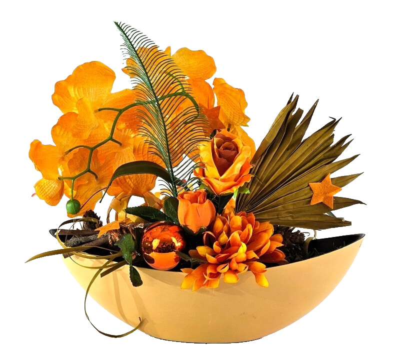 Casa-Poador Weihnachtsgesteck ellipse Orange Orchidee Rose künstlich Dekoration