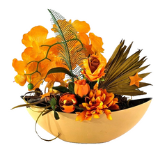 Casa-Poador Weihnachtsgesteck ellipse Orange Orchidee Rose künstlich Dekoration