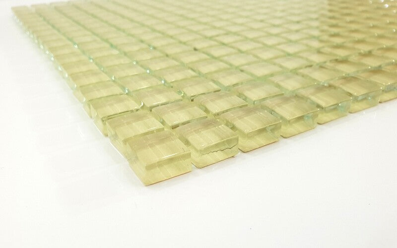 Ressalossa Glasmosaik Fliesen Creme gelblich glänzend 1 Fliesenmatte 324 Steine