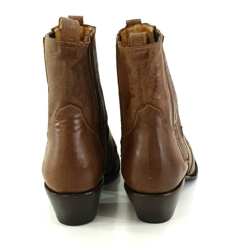 Westernstiefel 38 Braun Short Natural Braun Applikationen Leder spitz Pistolero