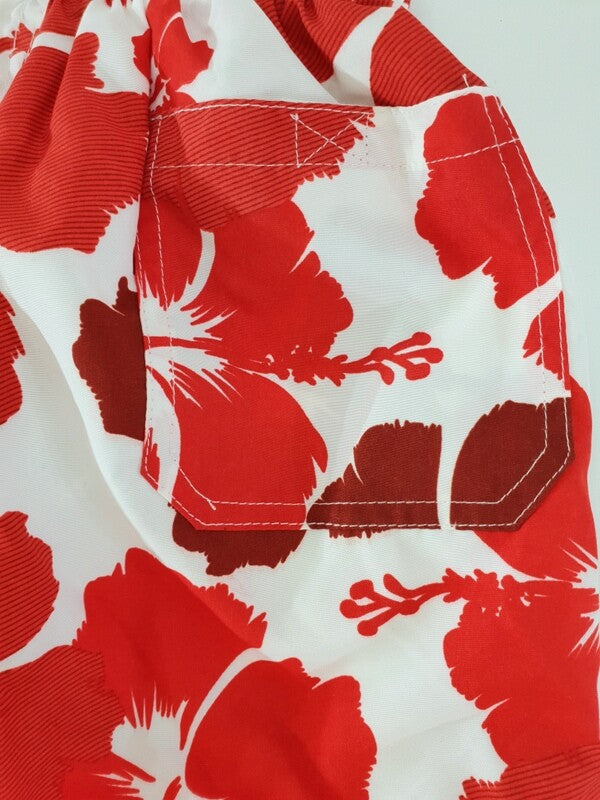 Badehosen Kinder3 für 2Badeshorts 146 - 158 Hibiskus Shorts geblümt Rot Blau