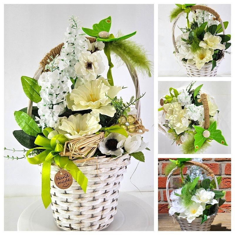 Casa-Poador Gesteck im Korb Anemone Osterglocken Kunstblumen Frühling Deko