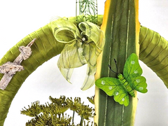 Kranz Türkranz Wand Kranz künstlich trocken Weiß Grün Natur Natur 43 cm