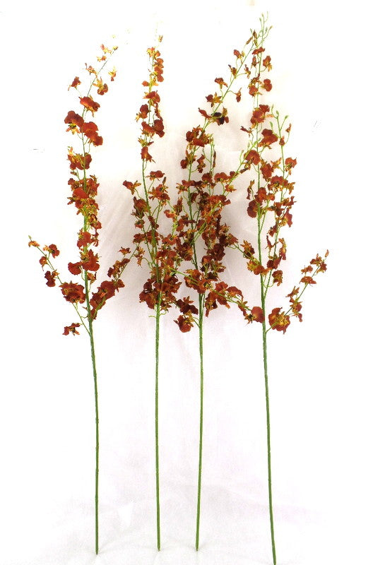 Künstliche Seidenblumen Orchideen Braun Rost 4 Zweige 100 cm Dekoration Top
