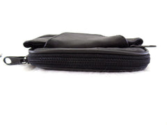 Gürteltasche Schwarz Leder Freizeit Hüfttasche Gürtelschlaufe