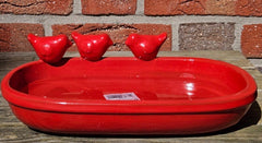 Vogeltränke Vogelbad Rot Garten Wasserschalen Vogelbecken Tiertränke Geschenk