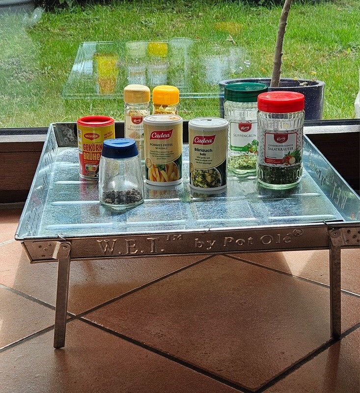Tablett Tisch Serviertisch Beistelltisch verzinkter Stahl Sofatisch Outdoor Deko