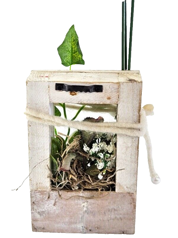 Casa - Poador Holz Bilderrahmen Vintage Shabby Weiß Kunstblumen Geschenk Deko