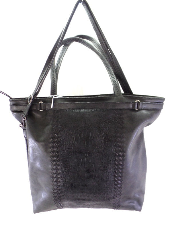 Bella Bella Tasche Schwarz Schulter Beuteltsche Damenhandtasche Kroko XXL