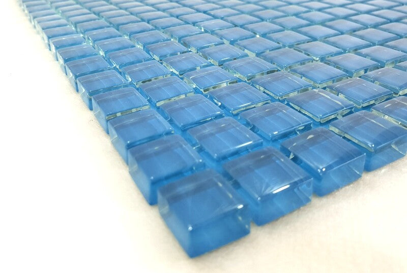 Ressalossa Glasmosaik Fliesen Blau leicht Türkis glänzend Matte 324 Steine