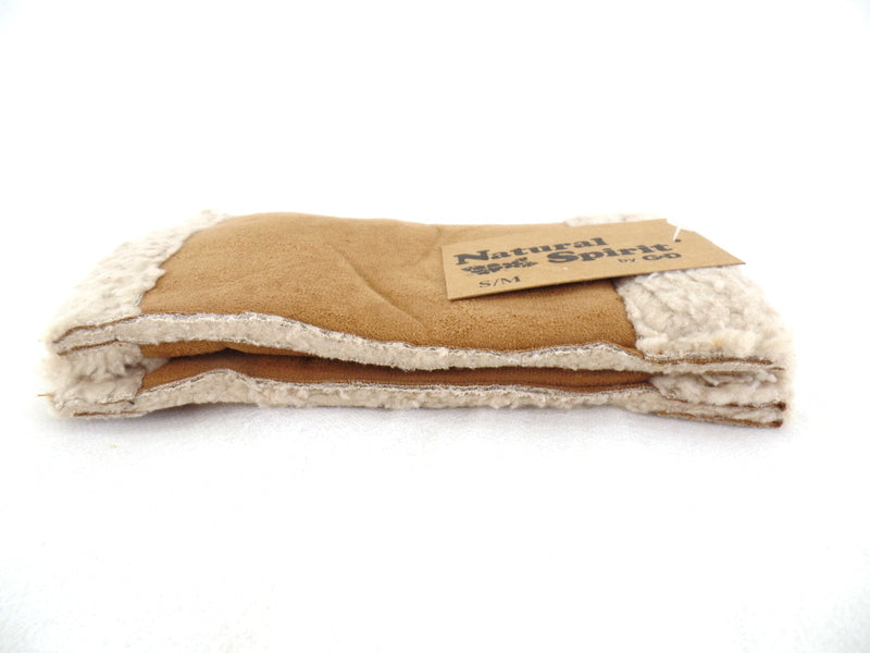 Handschuhe Fingerlos hell Braun S / M Kunstleder Kunstfell Natural Spirit
