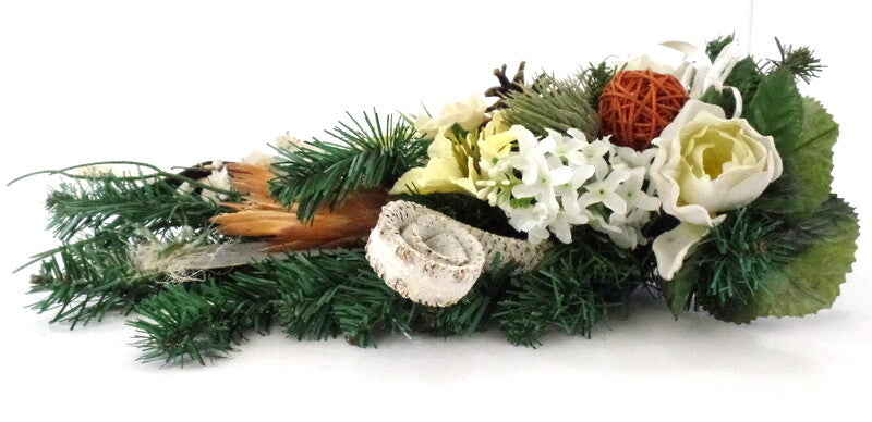 Grabschmuck Trockenblumen Mix Weiß Natur Natur Exoten Seide Strauß künstlich