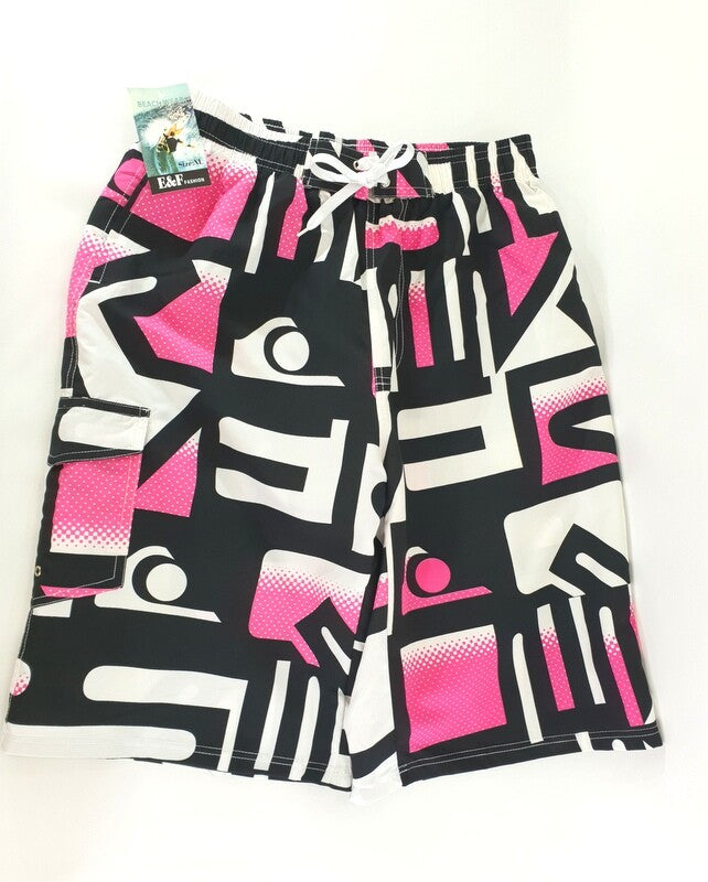 Badehose Badeshorts XL Beach Wear E & F Shorts Schwarz Weiß Rosa Short