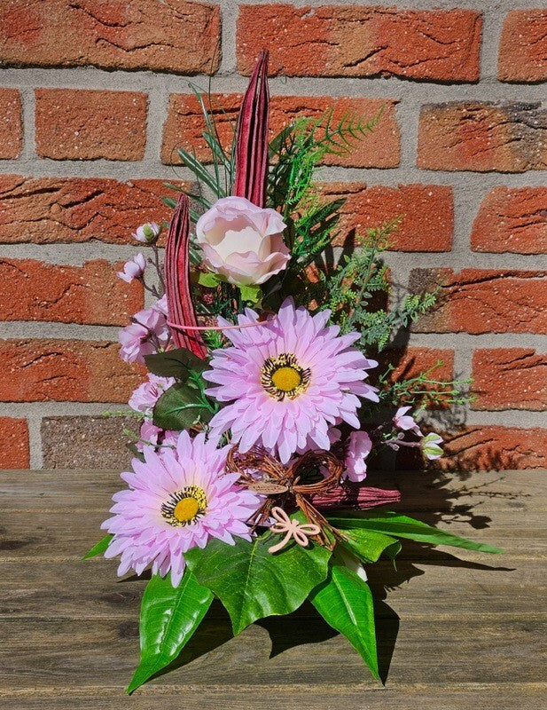 Casa-Poador künstliches Blumengesteck Rosa Gerbera Rosen Frühling