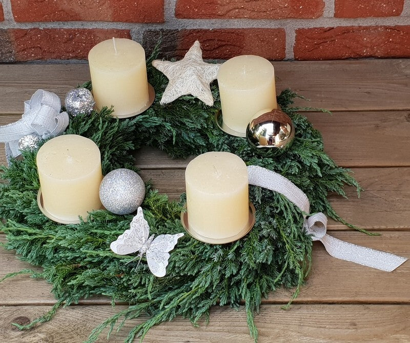 Kranz Wacholder Rohling halbrund Juniperus Adventskranz Frisch 35 cm Dekoration