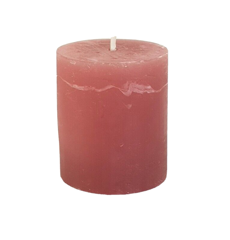 Kerzen 4 Stück Stumpenkerzen durchgefärbt Vin Rouge Rose mit Kerzenteller