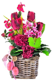 CASA - POADOR OSTERGESTECK Kunstblumen Rosa Korb Tulpe Dahlien Geschenk