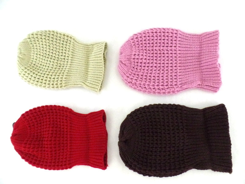 Mützen Strickmützen Umschlag in 4 Farb - Varianten Beige Rosa Rot d. Braun