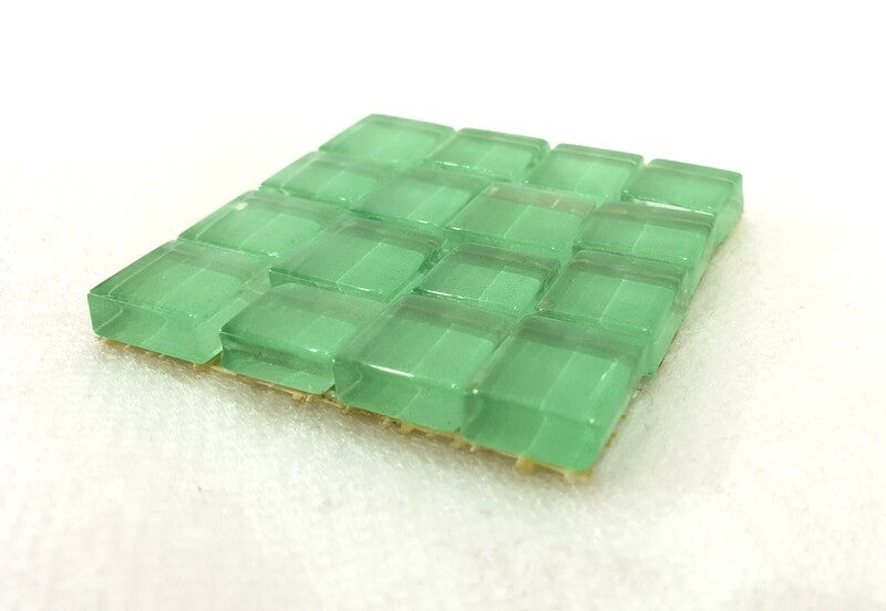 BORDÜRE Glasmosaik hellgrün Klarglas Borde 4 Quadrate 50 x 50 mm x 5 mm flach